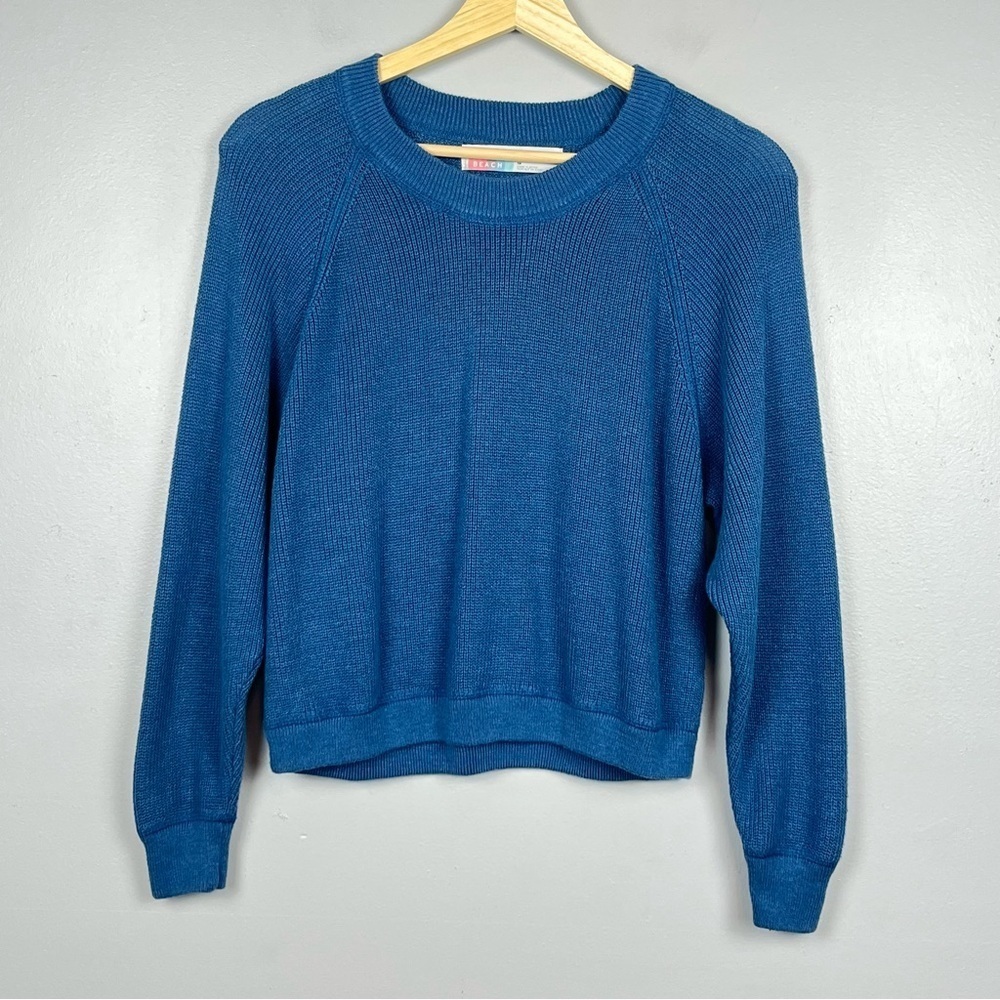 FP Beach teal crewneck knit pullover loose fit sweater, size XS.